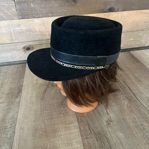 Gladys Tamez Millinery double agent handmade black felt hat steampunk style